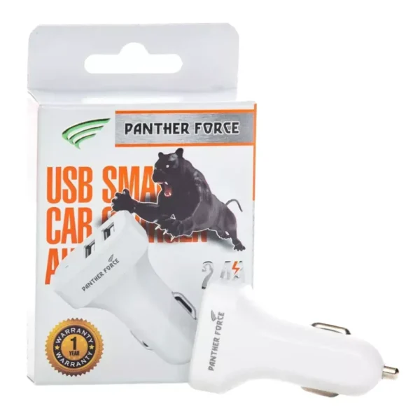 PANTHER FORCE 2.4A WHITE DUAL USB CAR CHARGER PF 171