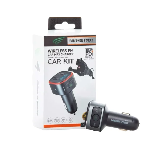 PANTHER FORCE 18W WIRELESS FM CAR KIT WITH TYPE-C CAR CHARGER (MULTI LIGHT) PF48