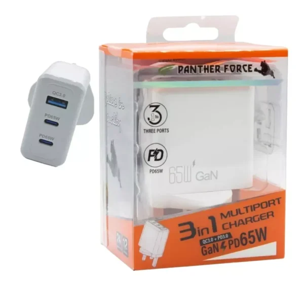 PANTHER FORCE 65W PLUG WITH 2* C PORT /1* USB A PORT PF 193